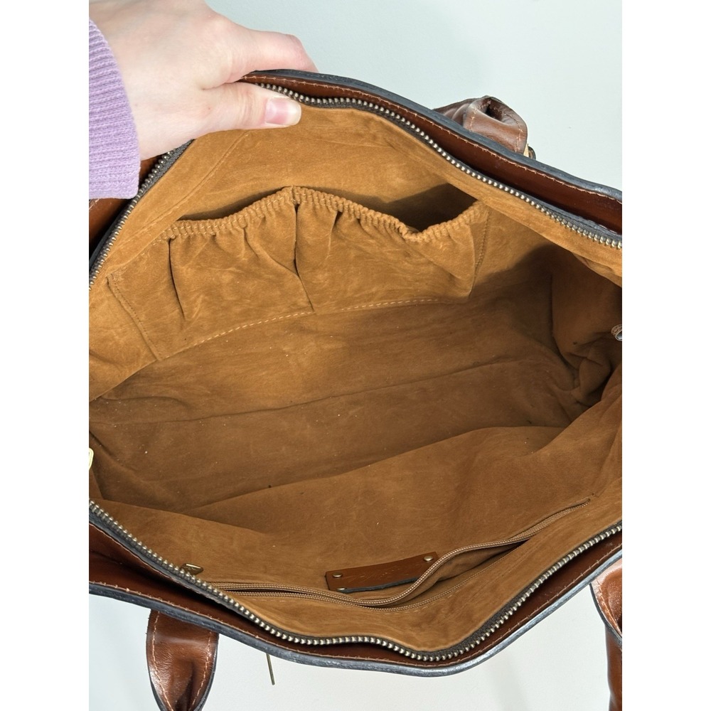 Patricia Nash Tan Floral-Print Leather Shoulder Tote - Picture 13 of 15